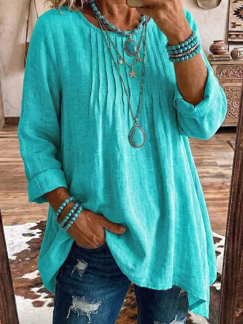Casual Crew Neck Long Sleeve Regular Solid Color Women's T-Shirt FF303167