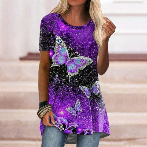 Popular round neck casual ethnic style retro printed short-sleeved T-shirt m301756