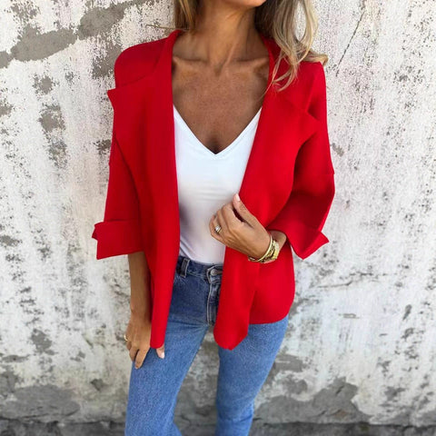 Women's spring and autumn casual imitation suede cardigan solid color lapel jacket m302203