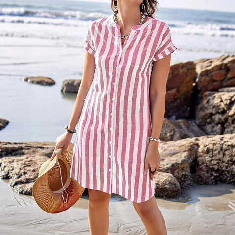Summer shirt women's fashion loose casual temperament striped top m302469