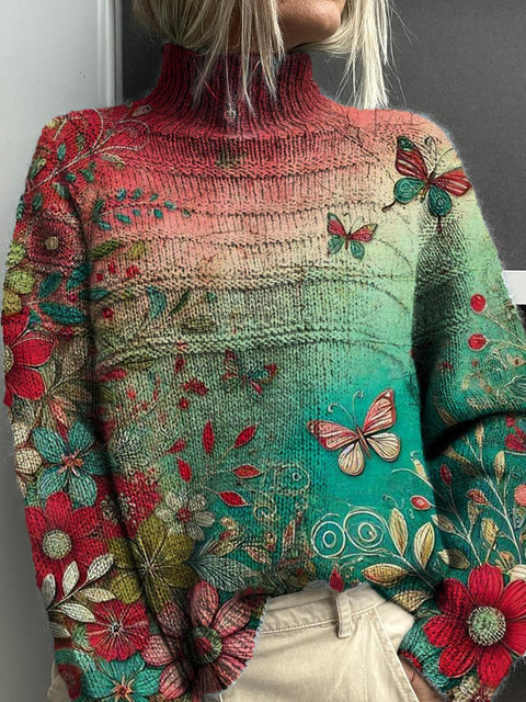 Christmas abstract print casual cape jacket cardigan sweater m302114