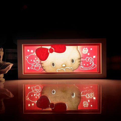 Hello Kitty Paper Carving Lamp Photo Frame