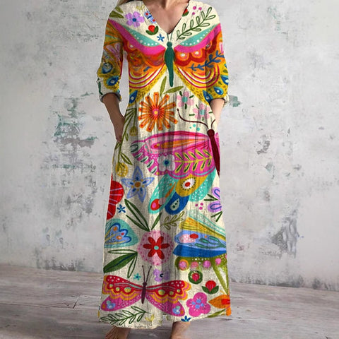 3D printing Amazon European and American summer casual loose long-sleeved dress m301729